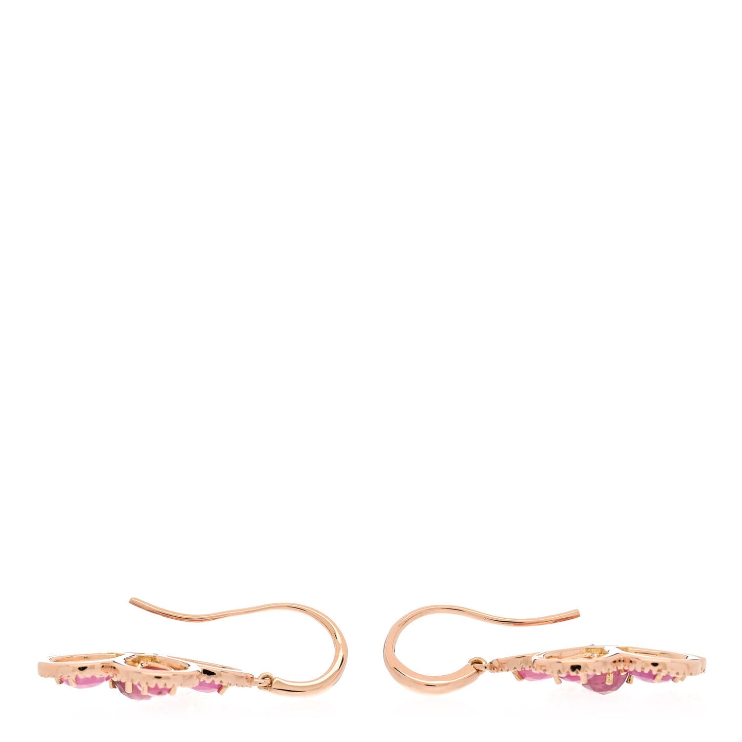 18K Rose Gold Diamond Pink Sapphire Flower Drop Earrings
