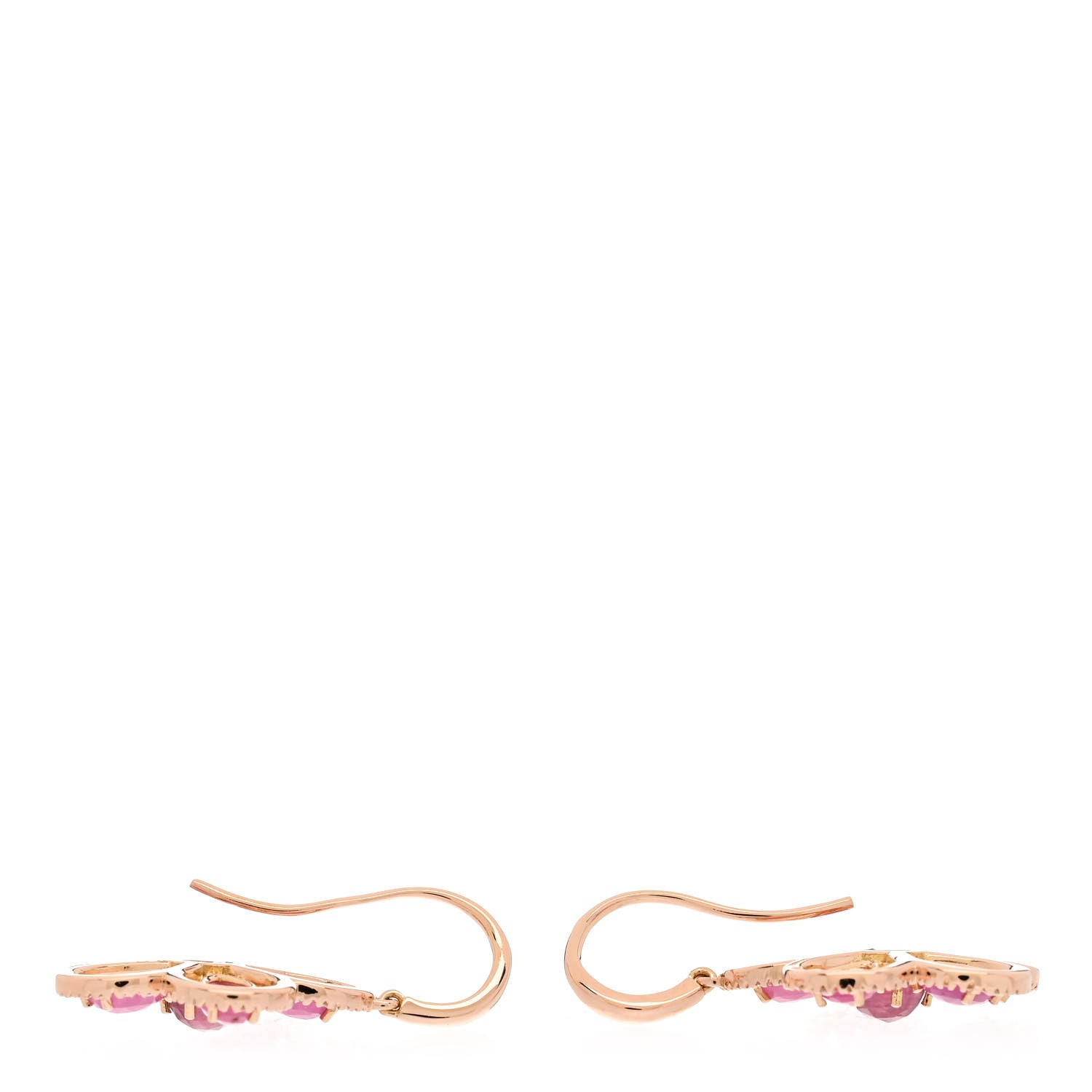 Roberto Coin 18K Rose Gold Diamond Pink Sapphire Flower Drop Earrings 3 of 4