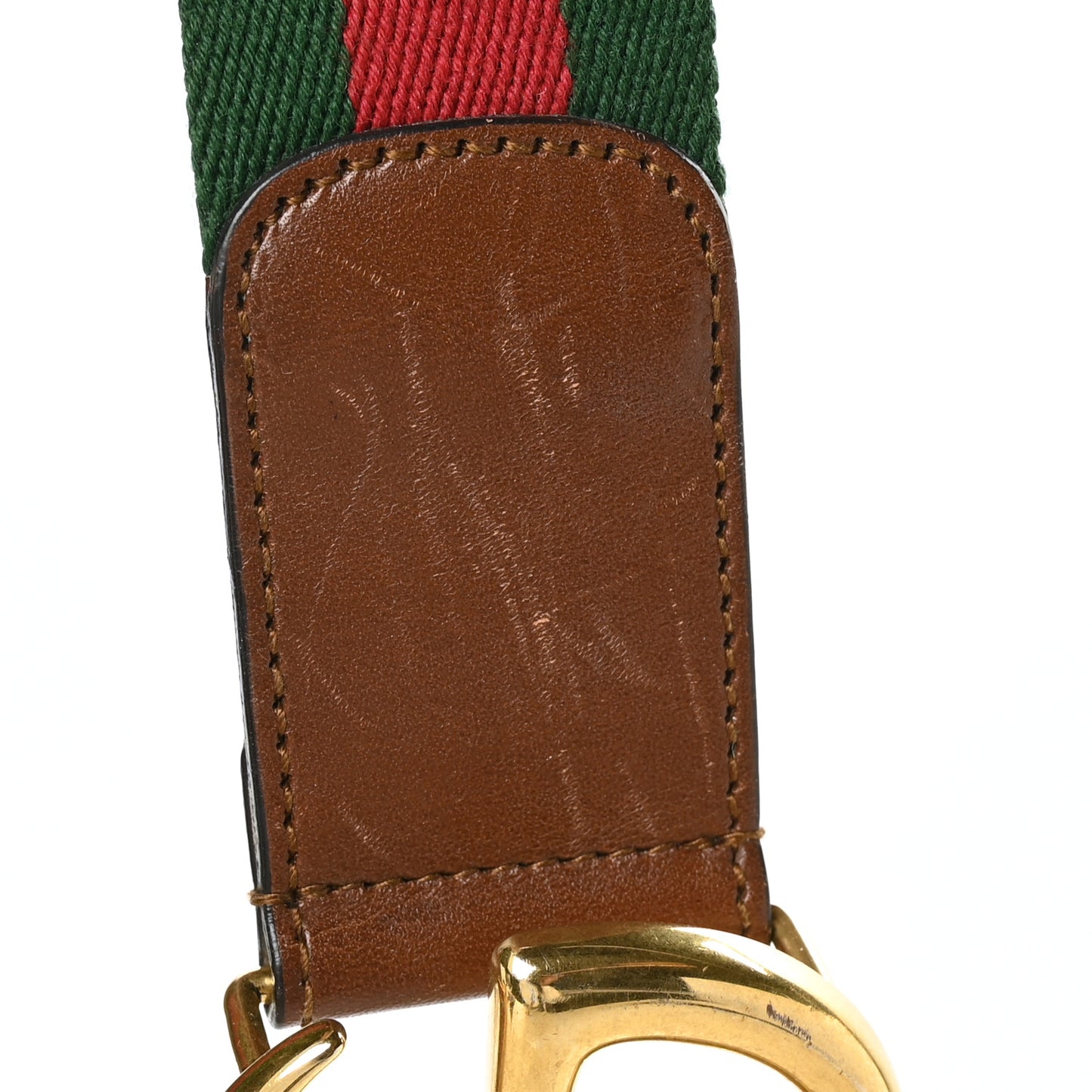 Nylon Calfskin Double G Web 40mm Belt 85 34 Green Red Cuir