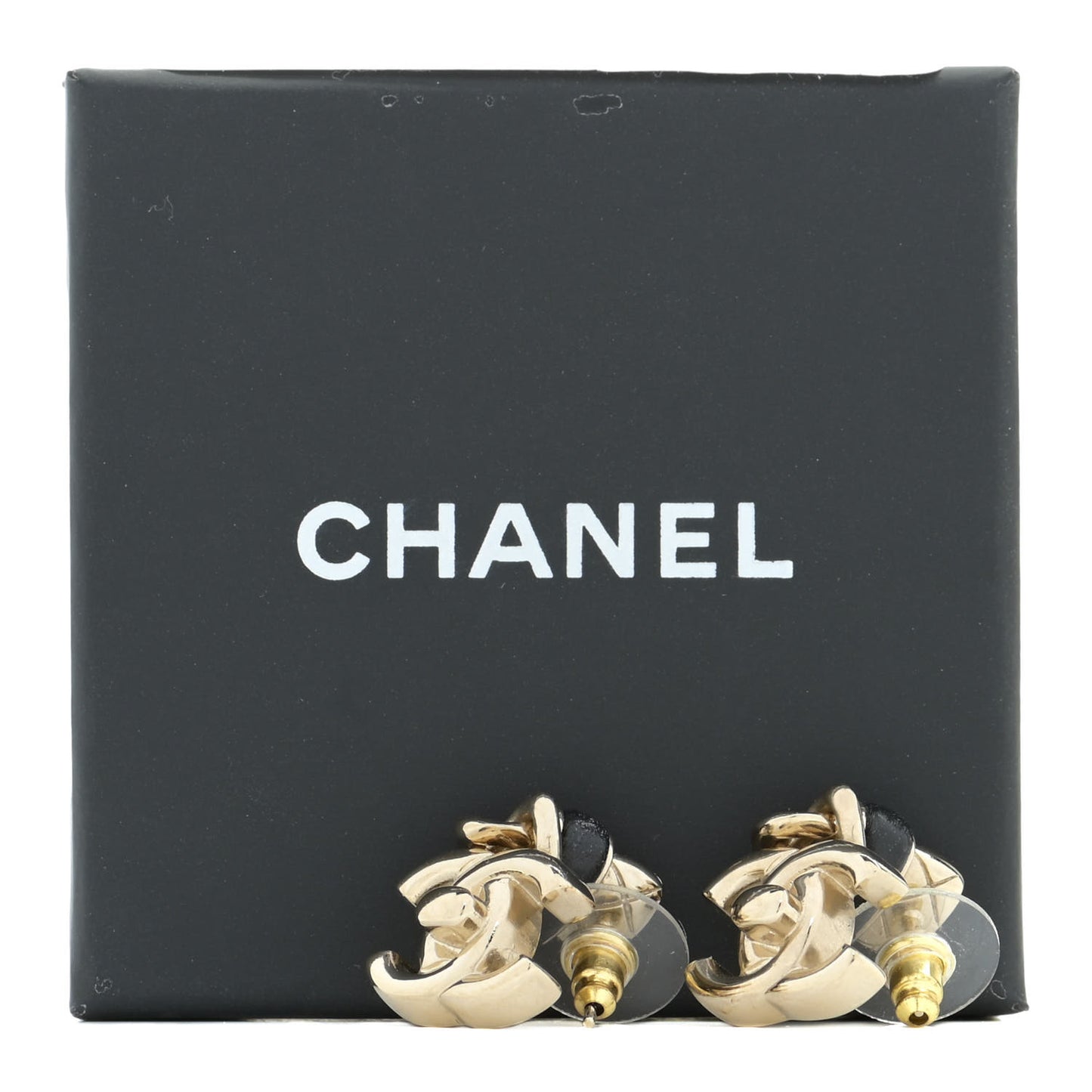 Lambskin CC Turnlock Drop Earrings Gold Black