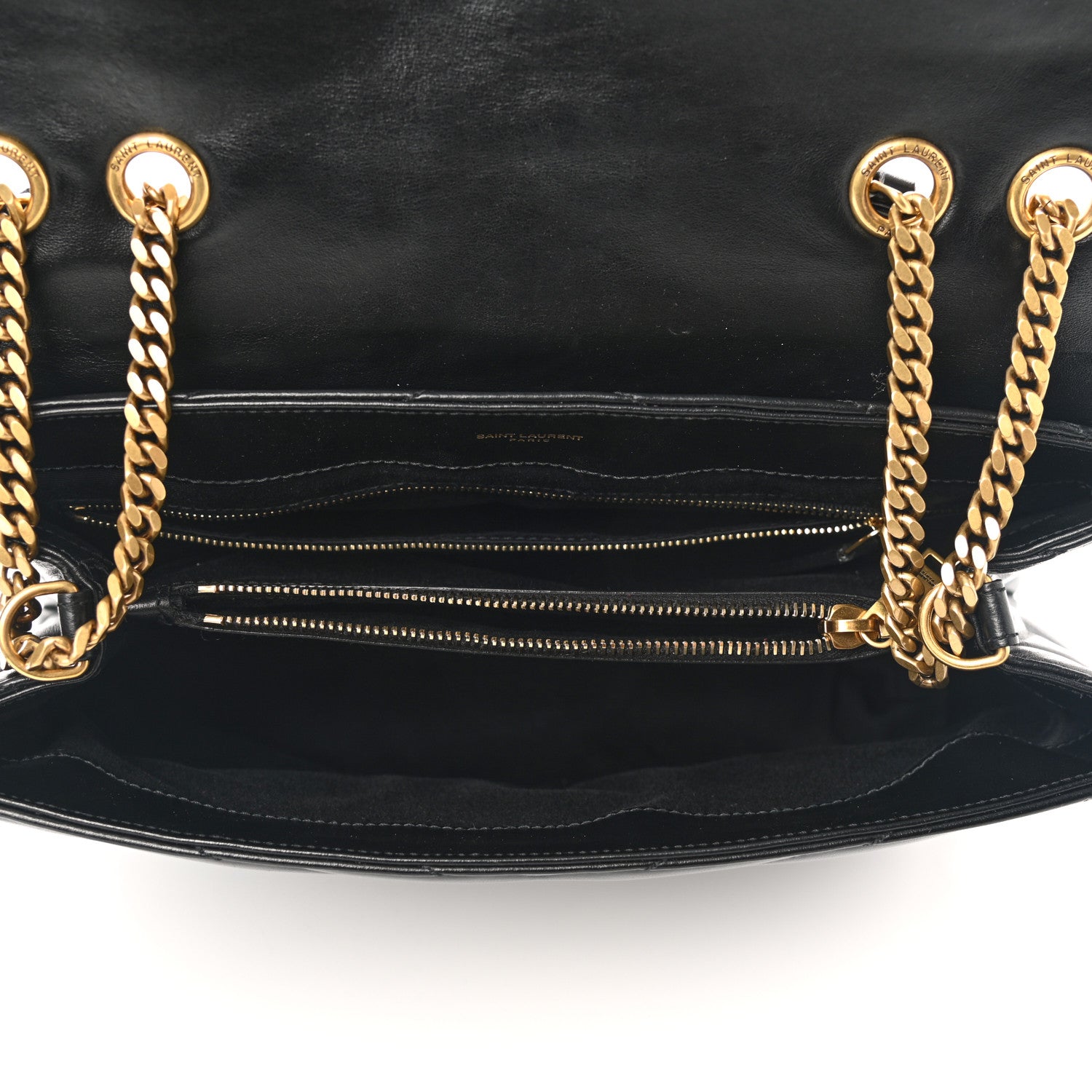 Saint Laurent Calfskin Y Quilted Monogram Medium Loulou Chain Satchel Black 5 of 12