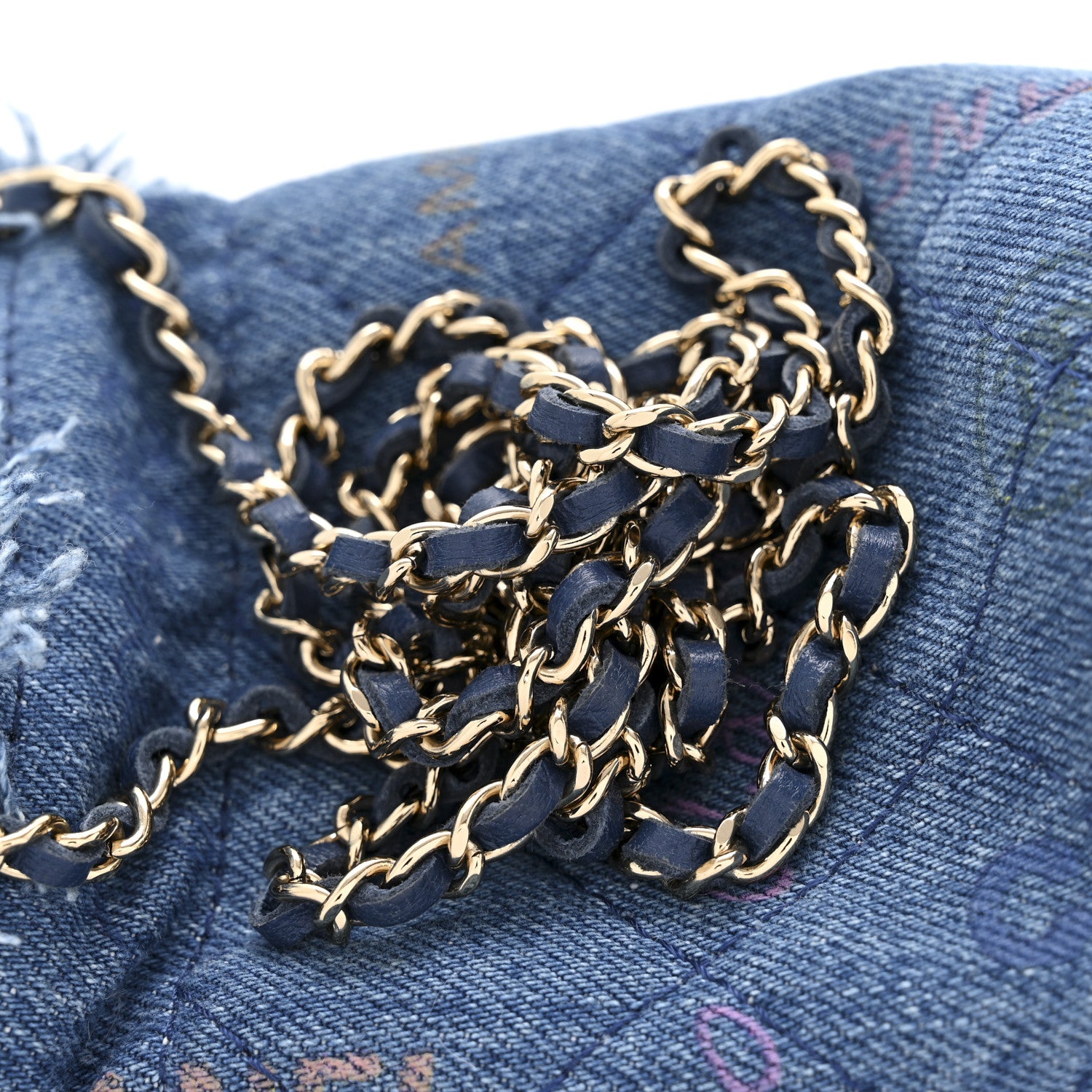 Chanel Denim Quilted Mood Mini Bucket With Chain Blue Multicolor 13 of 13