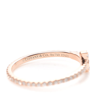 Tiffany 18K Rose Gold Diamond T Wire Pave Ring 45 3.25 4 of 5