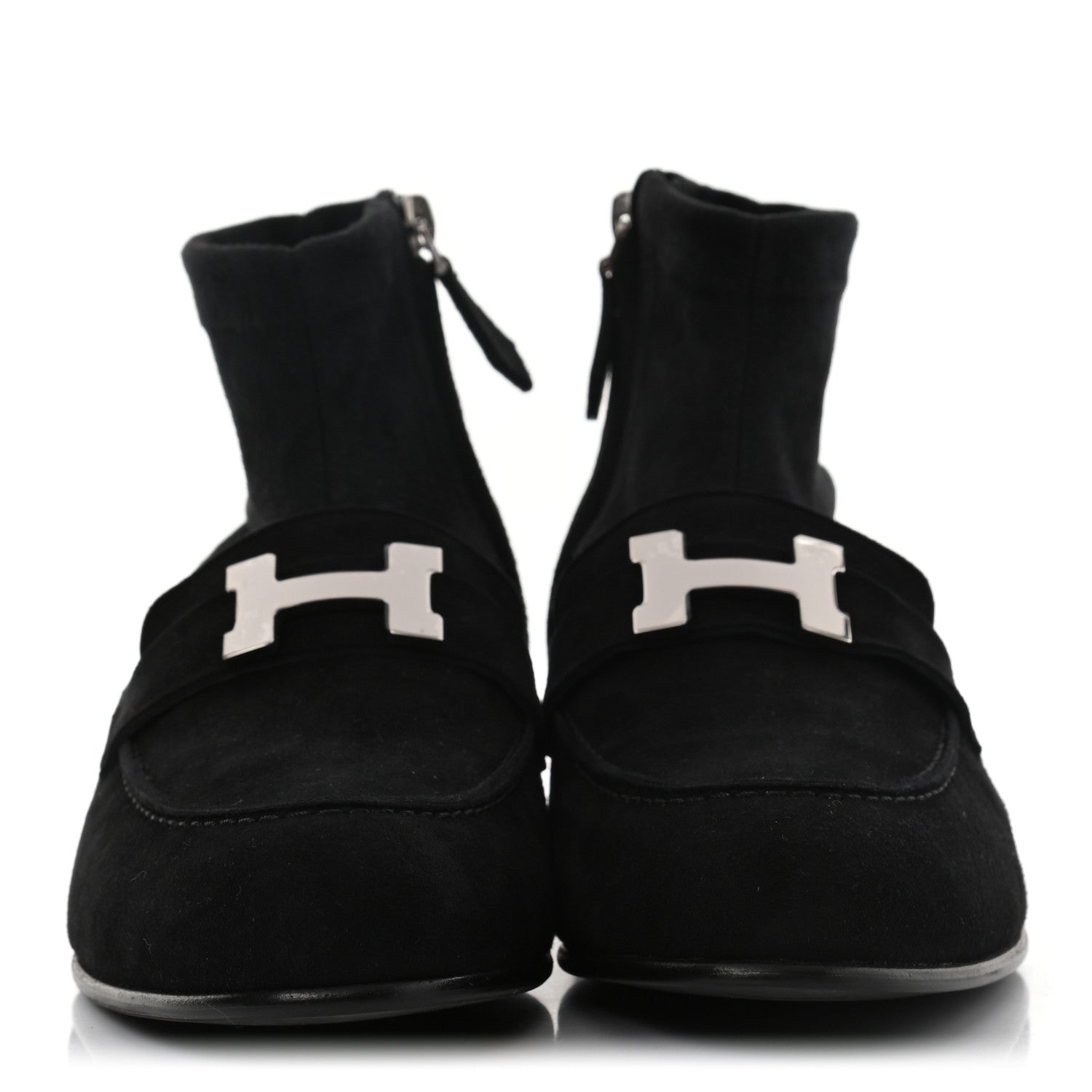 Hermes Stretch Velvet Goatskin Saint Honore Ankle Boots 37 Black 2 of 9