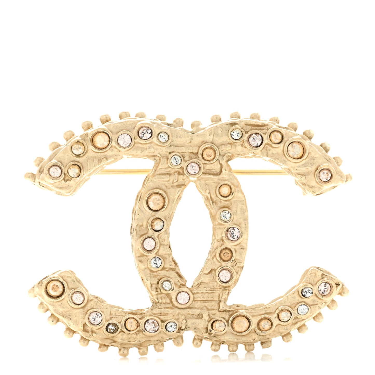 Crystal CC Brooch Pin Gold