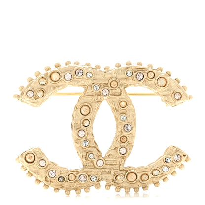 Chanel Crystal CC Brooch Pin Gold 1 of 3