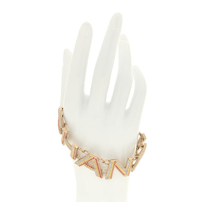 Chanel Metal Crystal Cha-Nel Logo Bracelet Multicolor Gold 2 of 5