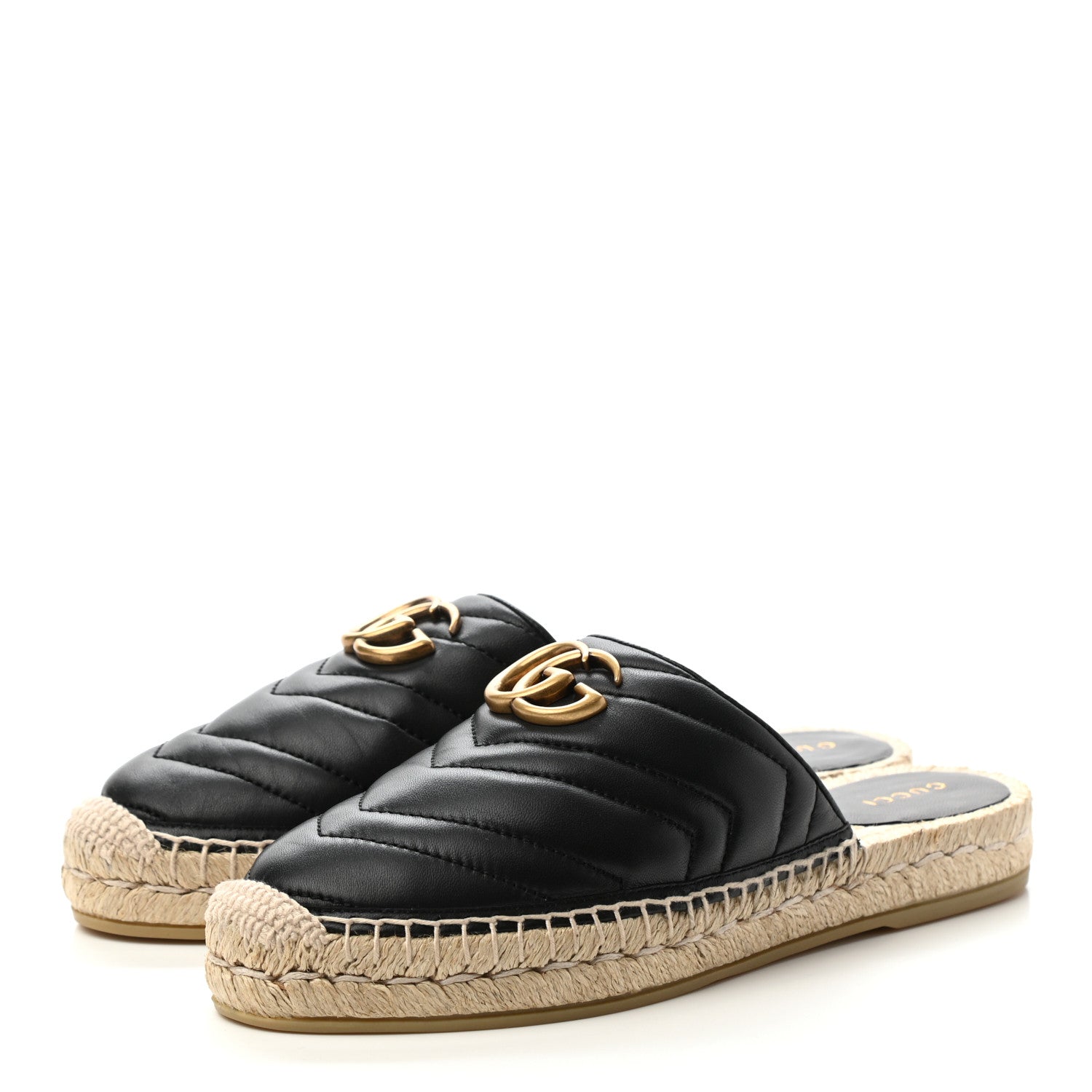 Gucci Nappa Matelasse GG Marmont Espadrille Slippers 37 Black 3 of 8