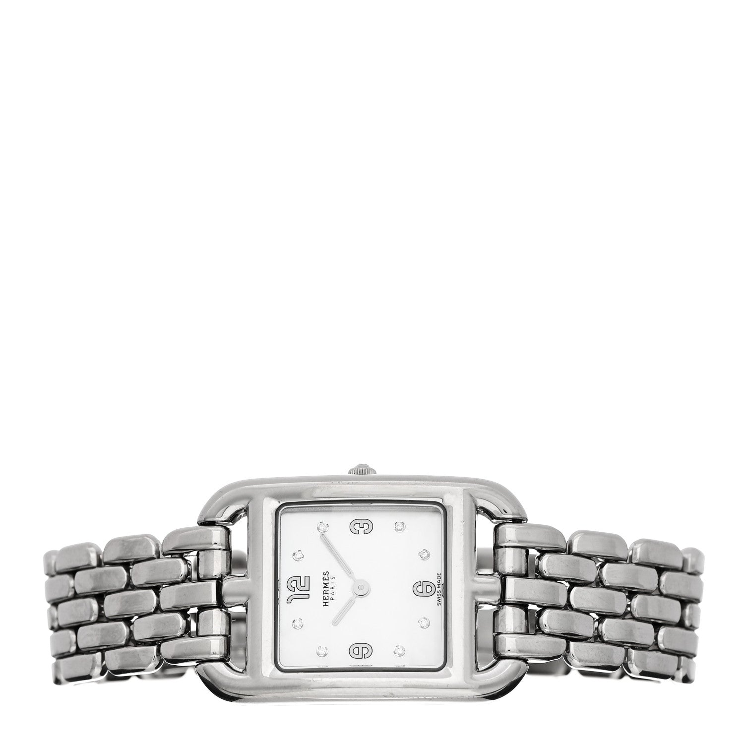 Hermes Stainless Steel Diamond Mother of Pearl 23mm Cape Cod Quartz Watch 2 of 5