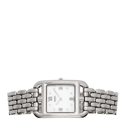 Hermes Stainless Steel Diamond Mother of Pearl 23mm Cape Cod Quartz Watch 2 of 5