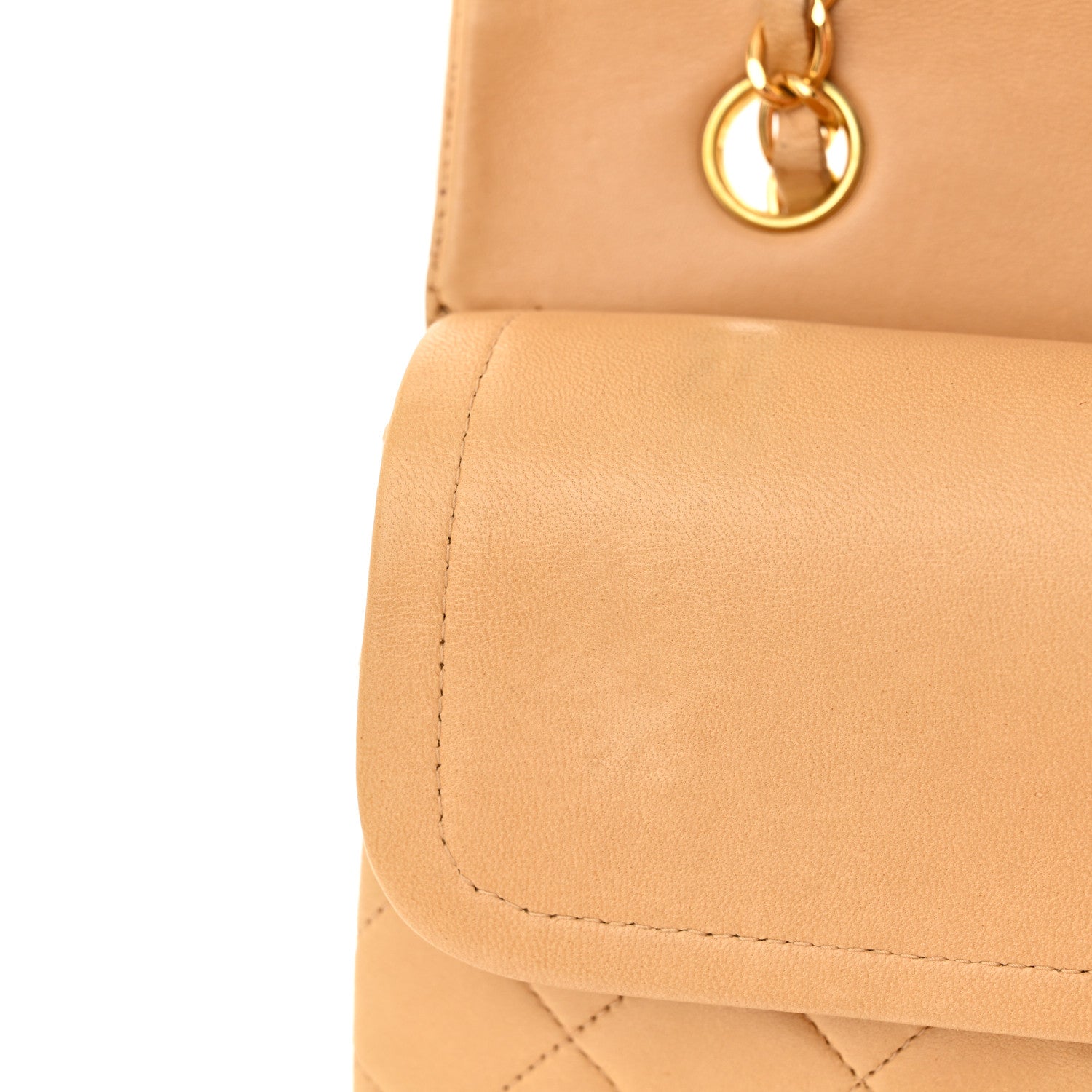 Chanel Lambskin Quilted Medium Double Flap Beige 12 of 14