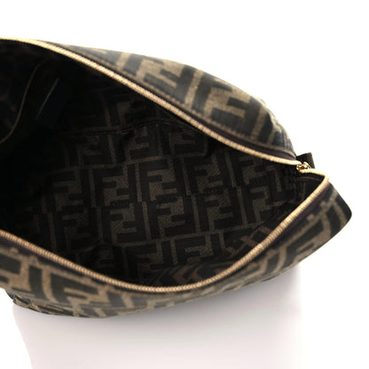 Fendi Fabric Jacquard FF 1974 Medium Trapezoid Beauty Pouch Tobacco Moro Black 7 of 11