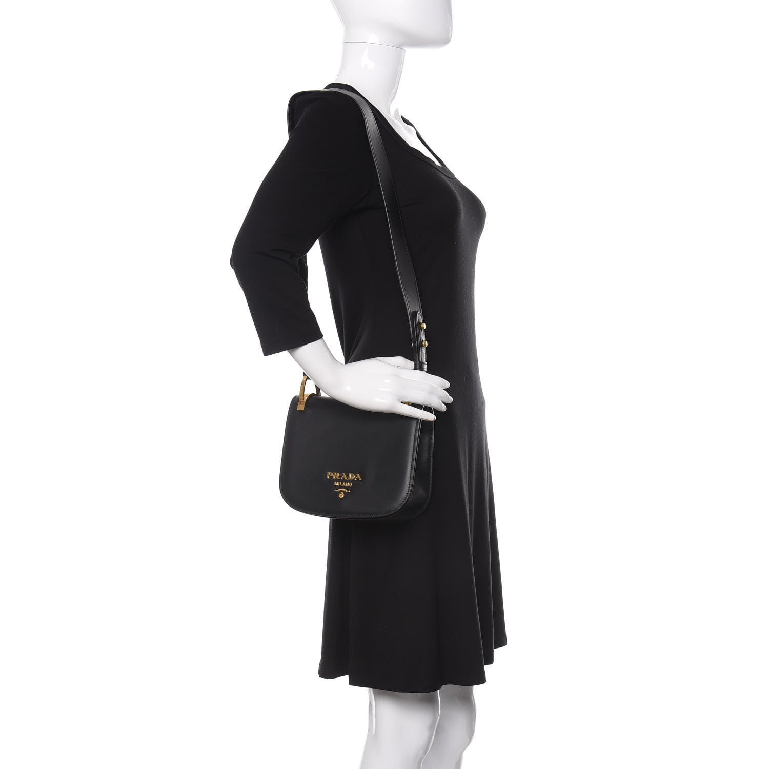 Prada City Calf Pionniere Saddle Bag Black 2 of 9
