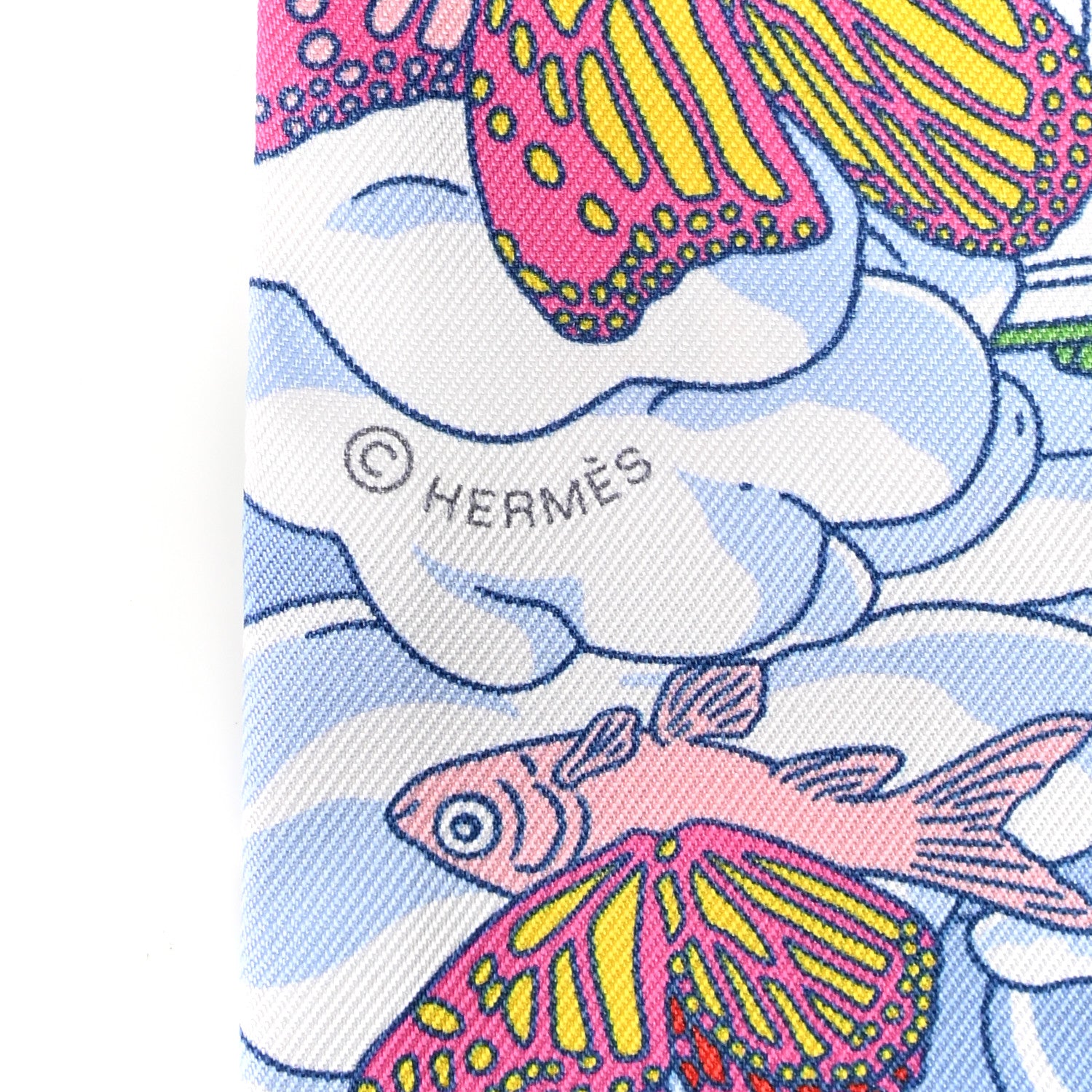 Hermes Silk Sur Mon Nuage Twilly Fuchsia Bleu Multicolor 3 of 4