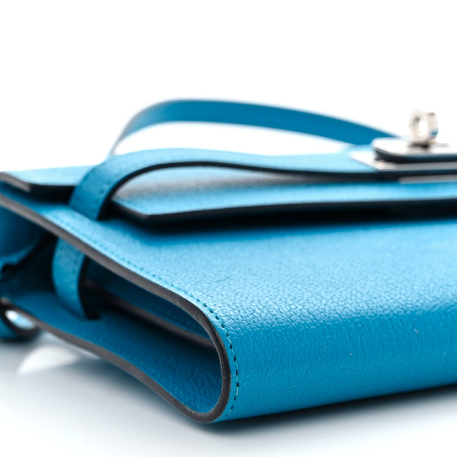 Hermes Chevre Mysore Kelly Wallet To Go Bleu Frida 9 of 10
