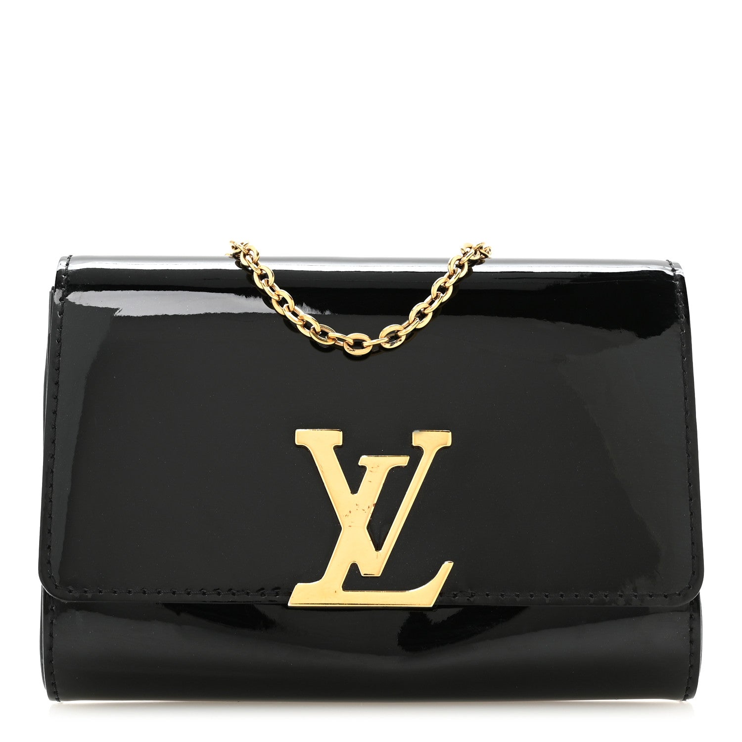 Louis Vuitton Patent Louise PM Chain Clutch Black 1 of 9