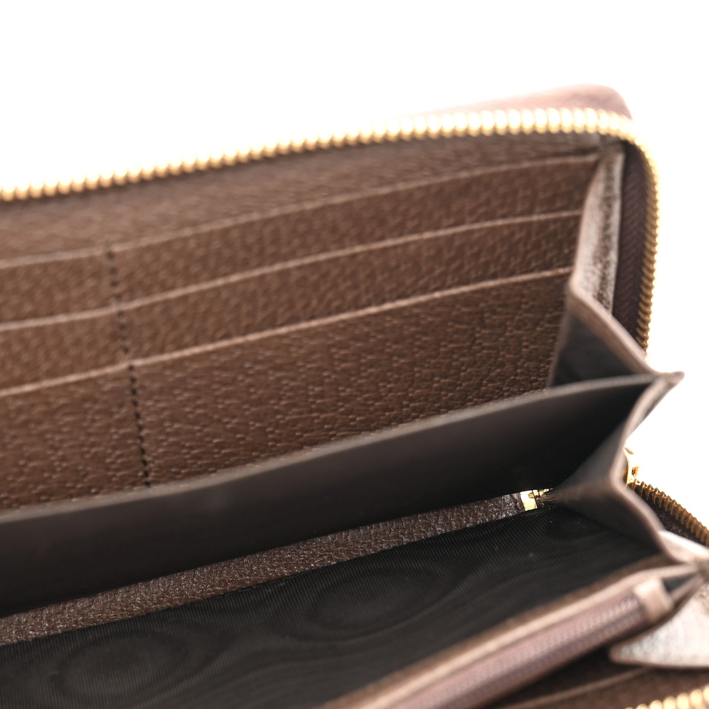 GG Supreme Monogram Web Ophidia Zip Around Wallet Brown