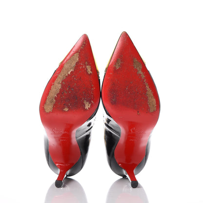 Christian Louboutin Patent Metallic Calfskin Duvette Cutout 120 Pumps 36.5 Black Gold 7 of 22