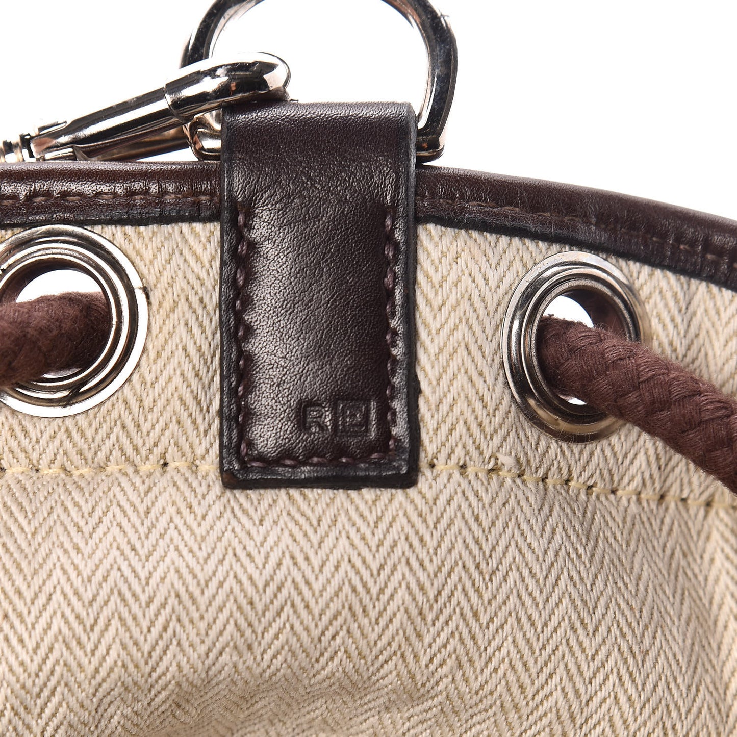 Canvas Knit Drawstring Bag Brown