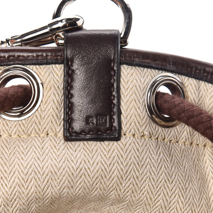 Hermes Canvas Knit Drawstring Bag Brown 9 of 11