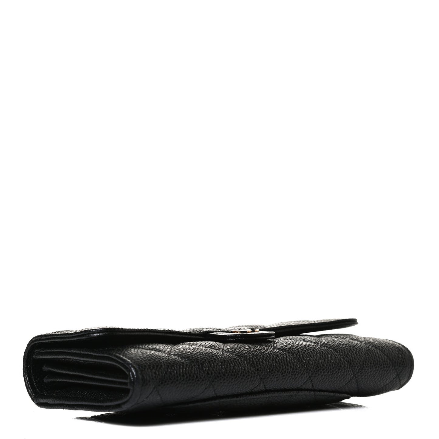 Caviar Quilted Large Gusset Flap Wallet Black
