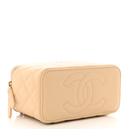 Chanel Lambskin Quilted Small Top Handle Vanity Case With Chain Beige 4 of 10