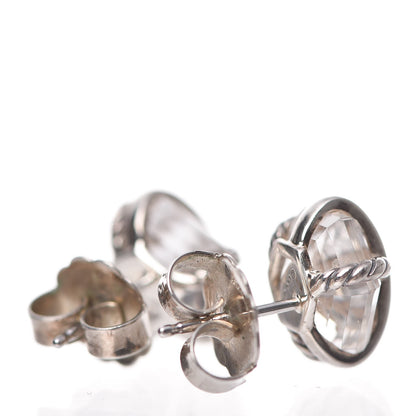 David Yurman Sterling Silver Diamond Crystal 10mm Cable Wrap Earrings 5 of 6