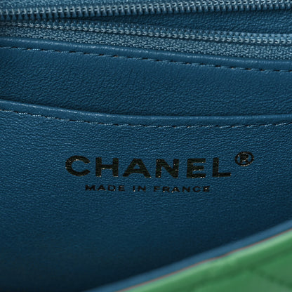 Chanel Lambskin Quilted Mini Rectangular Flap Green Blue 6 of 11