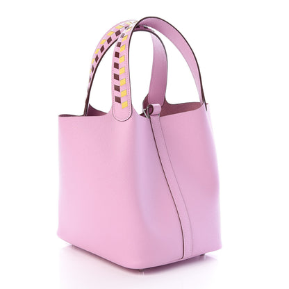 Hermes Epsom Tressage De Cuir Picotin Lock 22 MM Mauve Sylvestre Rouge H Jaune De Naples 3 of 10