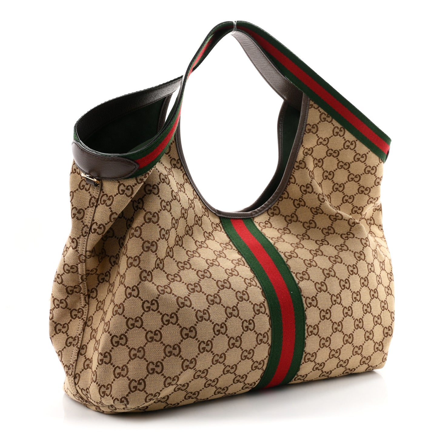 GG Monogram Web Large Giglio Tote Beige Brown