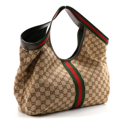Gucci GG Monogram Web Large Giglio Tote Beige Brown 4 of 10