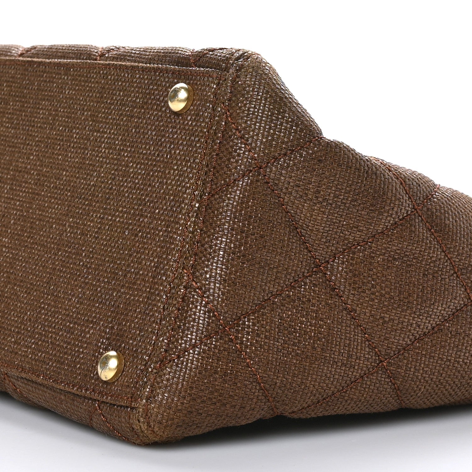 Chanel Woven Straw Quilted Shopping Tote Brown 10 of 10