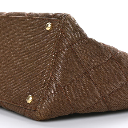 Chanel Woven Straw Quilted Shopping Tote Brown 10 of 10