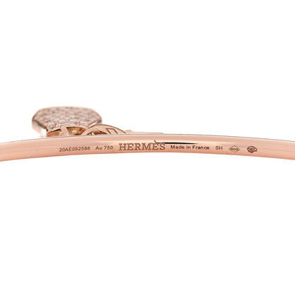 Hermes 18K Rose Gold Diamond Kelly Clochette Cuff Bracelet SH 3 of 3