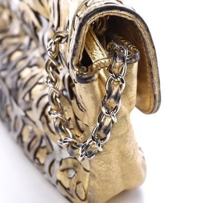 Chanel Metallic Crackled Calfskin Medium CC Mix Flap Gold Silver 9 of 17