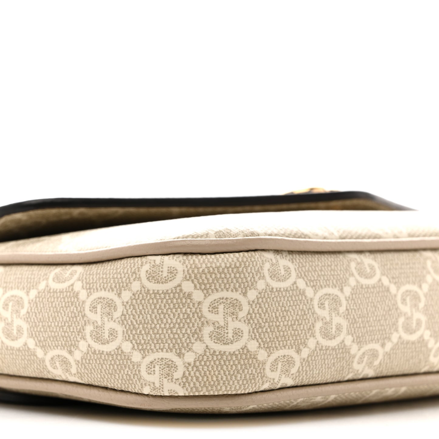 GG Supreme Monogram Textured Dollar Calfskin Web Mini Ophidia Envelope Shoulder Bag Beige Mystic White Oatmeal