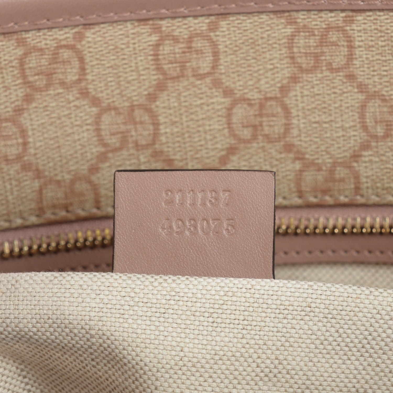 Gucci GG Supreme Monogram Medium Zippered Shopping Tote Winter Rose 6 of 7