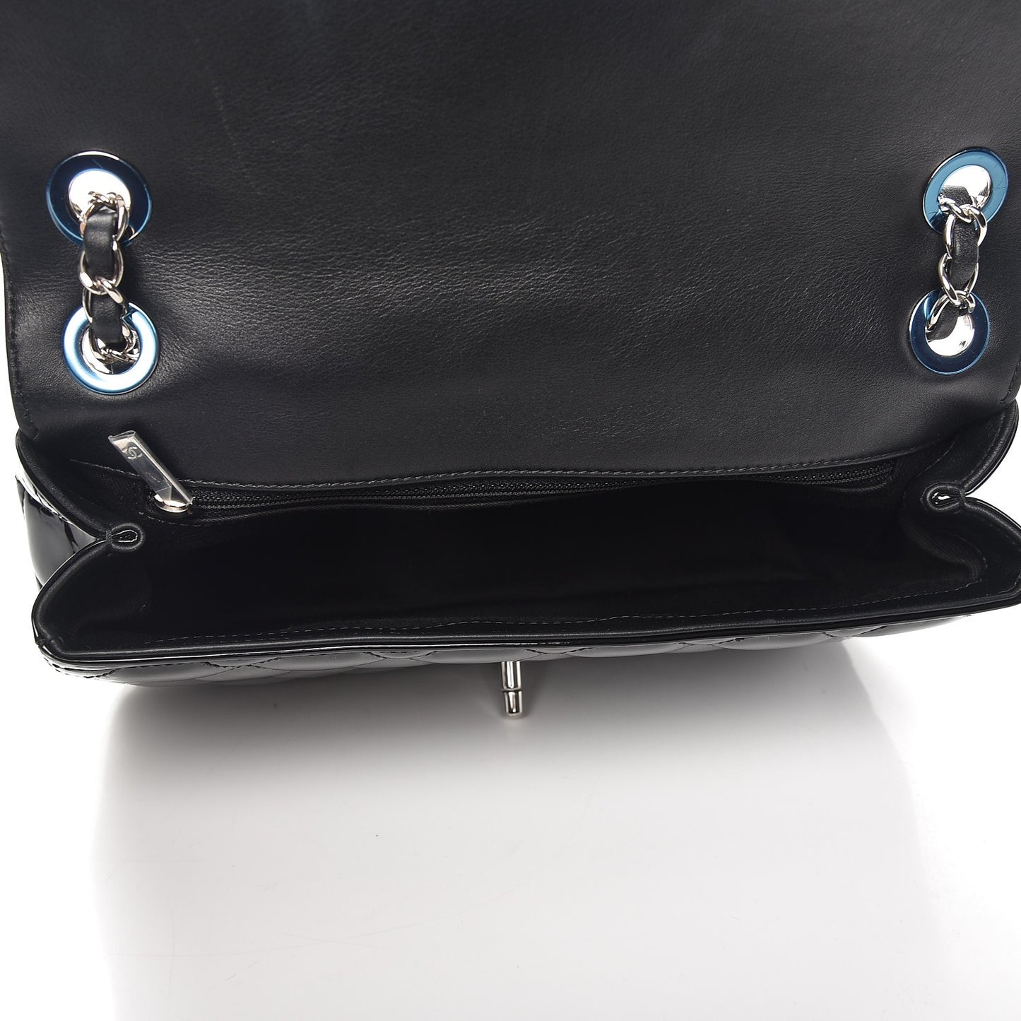 Patent Quilted Large Coco Shine Flap Black