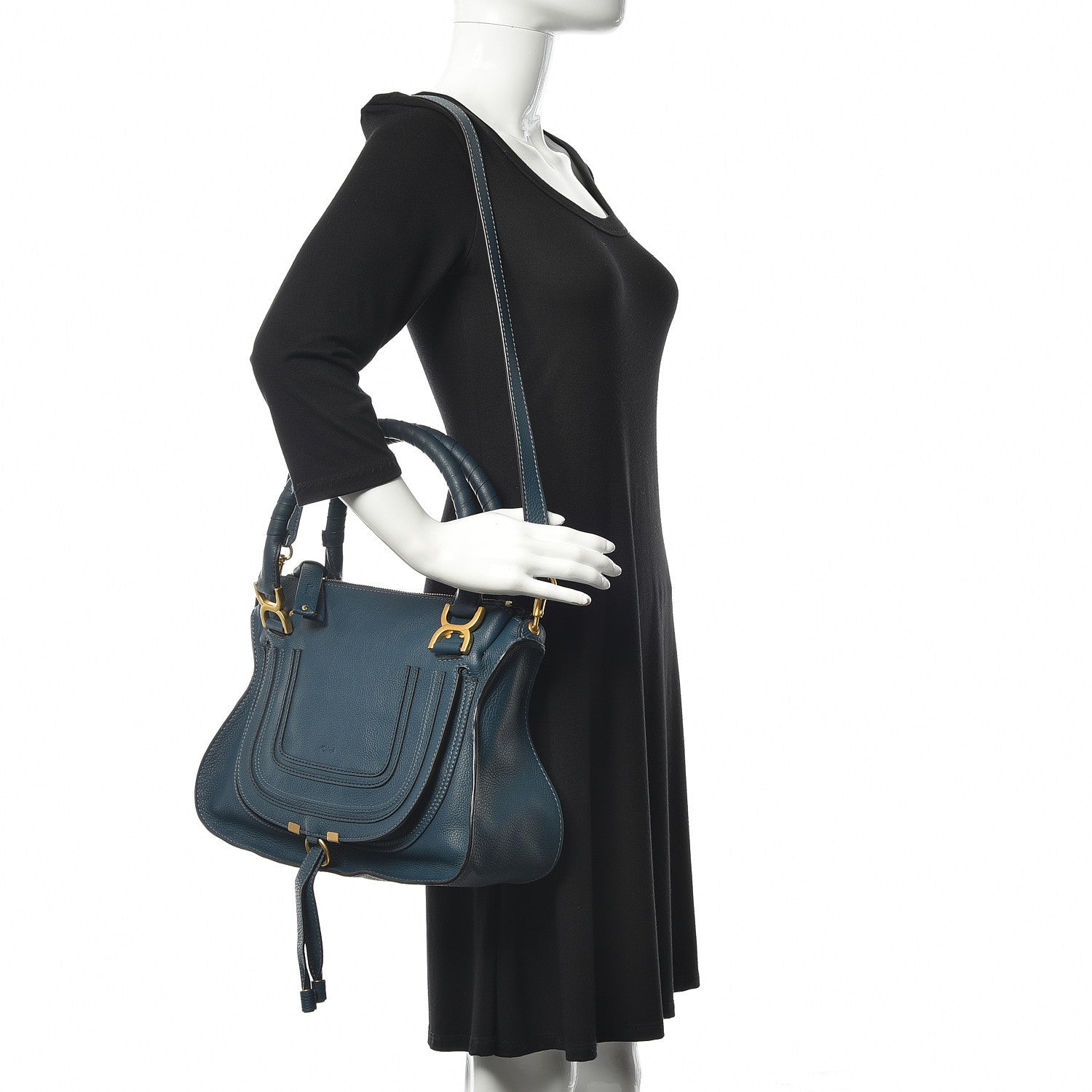 Chloe Calfskin Medium Marcie Satchel Blue 2 of 10