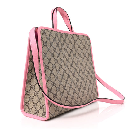 Gucci GG Supreme Monogram 3-D Strawberry Childrens Tote Beige Ebony Lotus Pink Fuxia Emerald 3 of 9