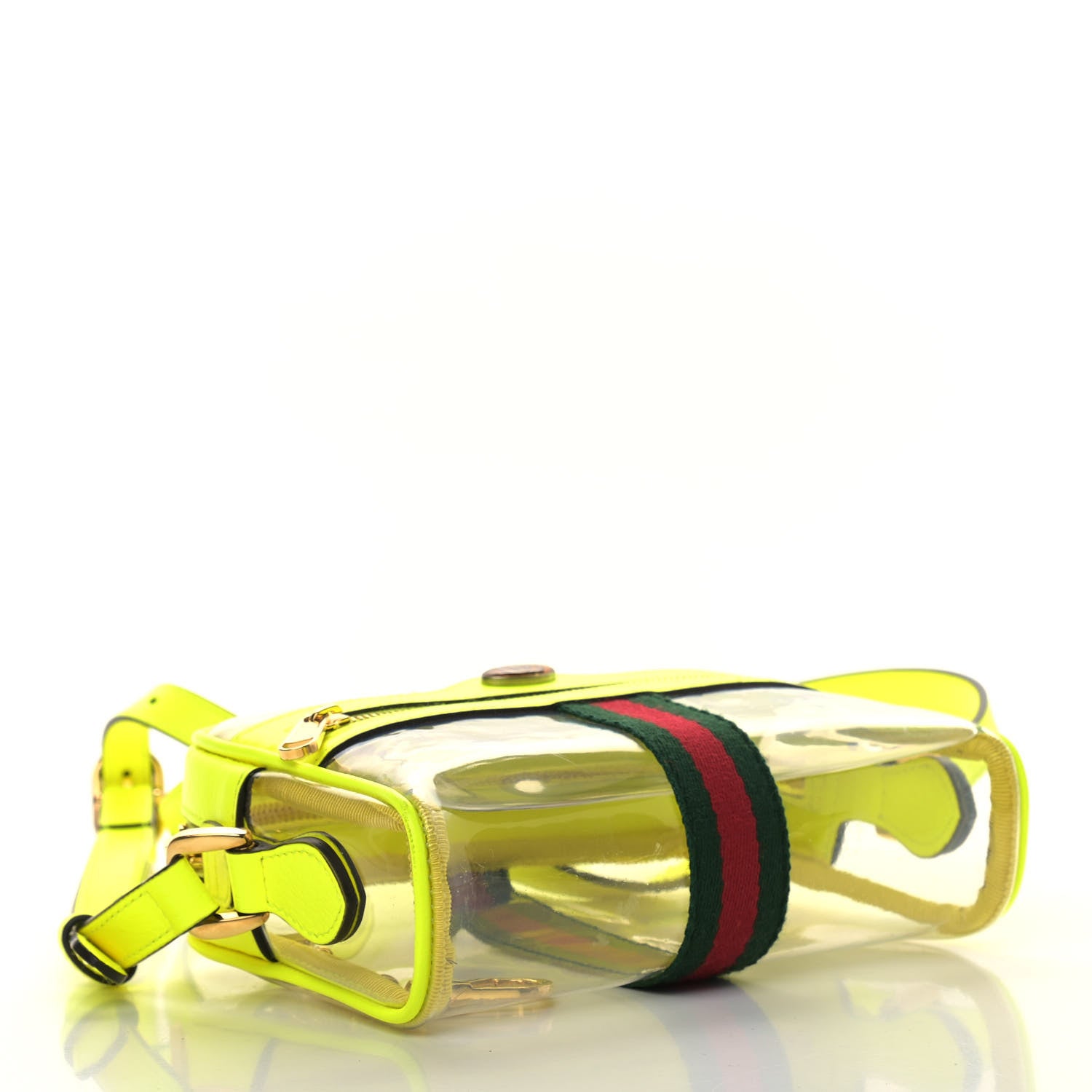 Gucci Vinyl Web Mini Ophidia Transparent Shoulder Bag Yellow Fluo 4 of 12