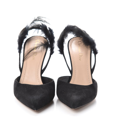 Christian Dior Suede Feather Dior Ethnie Pumps 37.5 Black 3 of 7