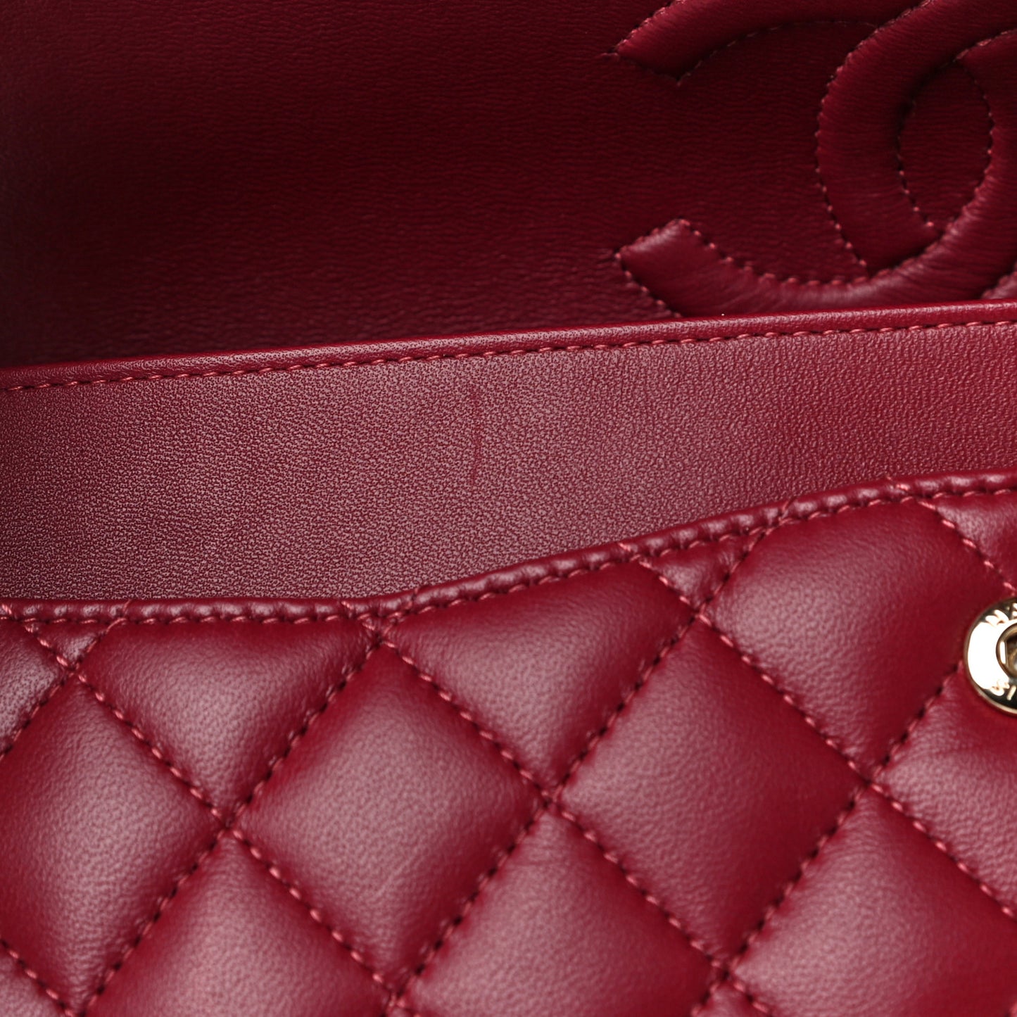 Lambskin Quilted Medium Double Flap Burgundy