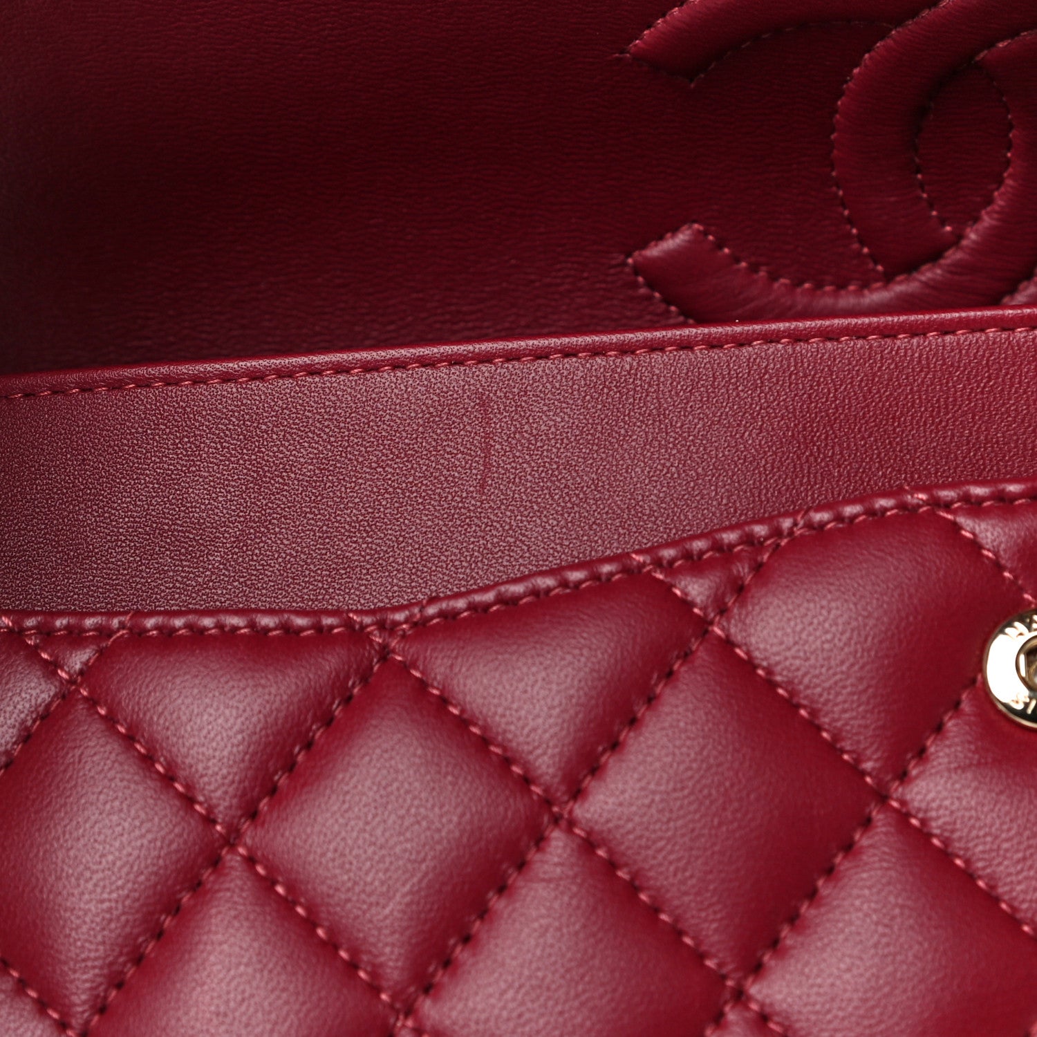 Chanel Lambskin Quilted Medium Double Flap Burgundy 11 of 13