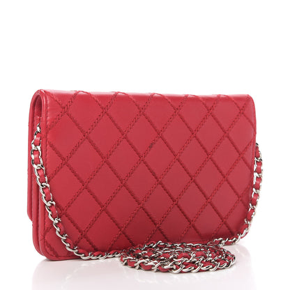 Chanel Calfskin Diamond Stitch Wallet On Chain WOC Fuchsia 3 of 12