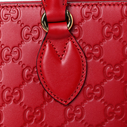 Gucci Guccissima Small Zippered Bucket Tote Hibiscus Red 17 of 20
