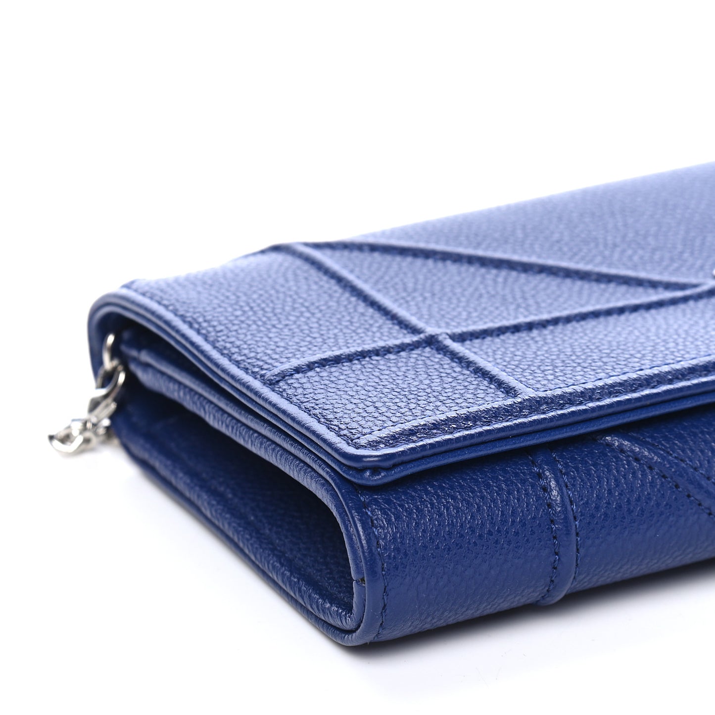 Grained Calfskin Diorama Croisiere Chain Wallet Blue