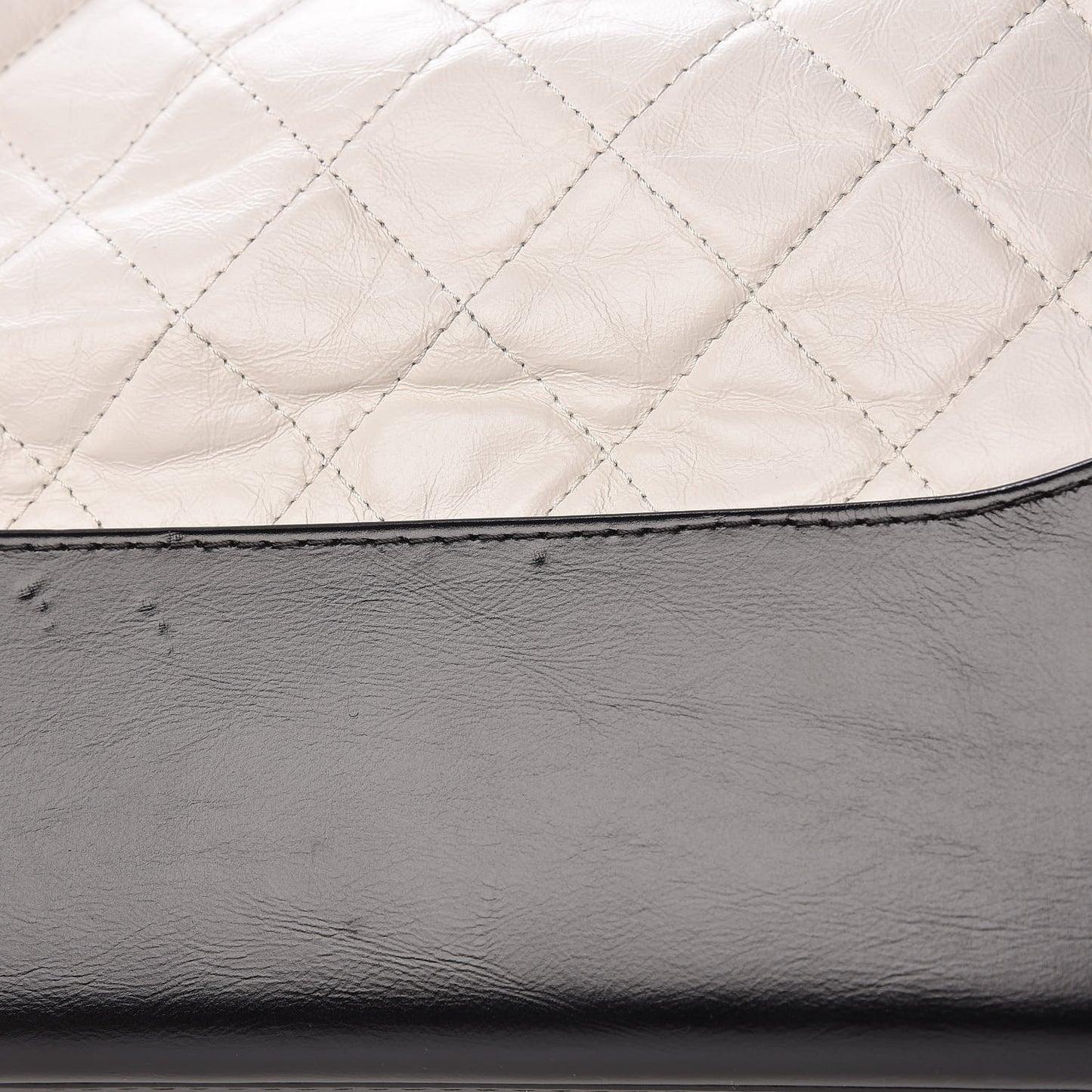 Aged Calfskin Quilted Medium Gabrielle Hobo Black White