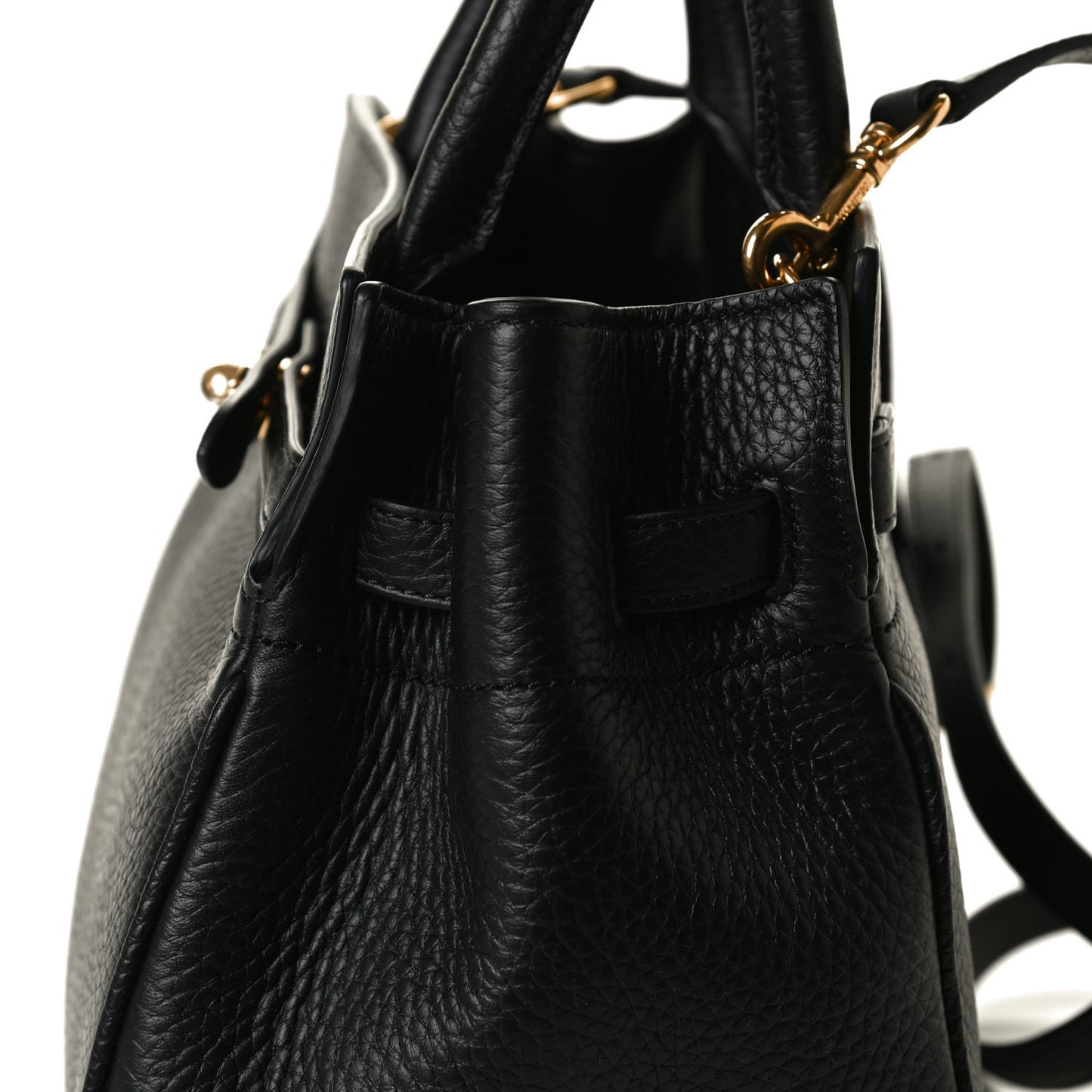 Heavy Grain Small Belted Bayswater Tote Black