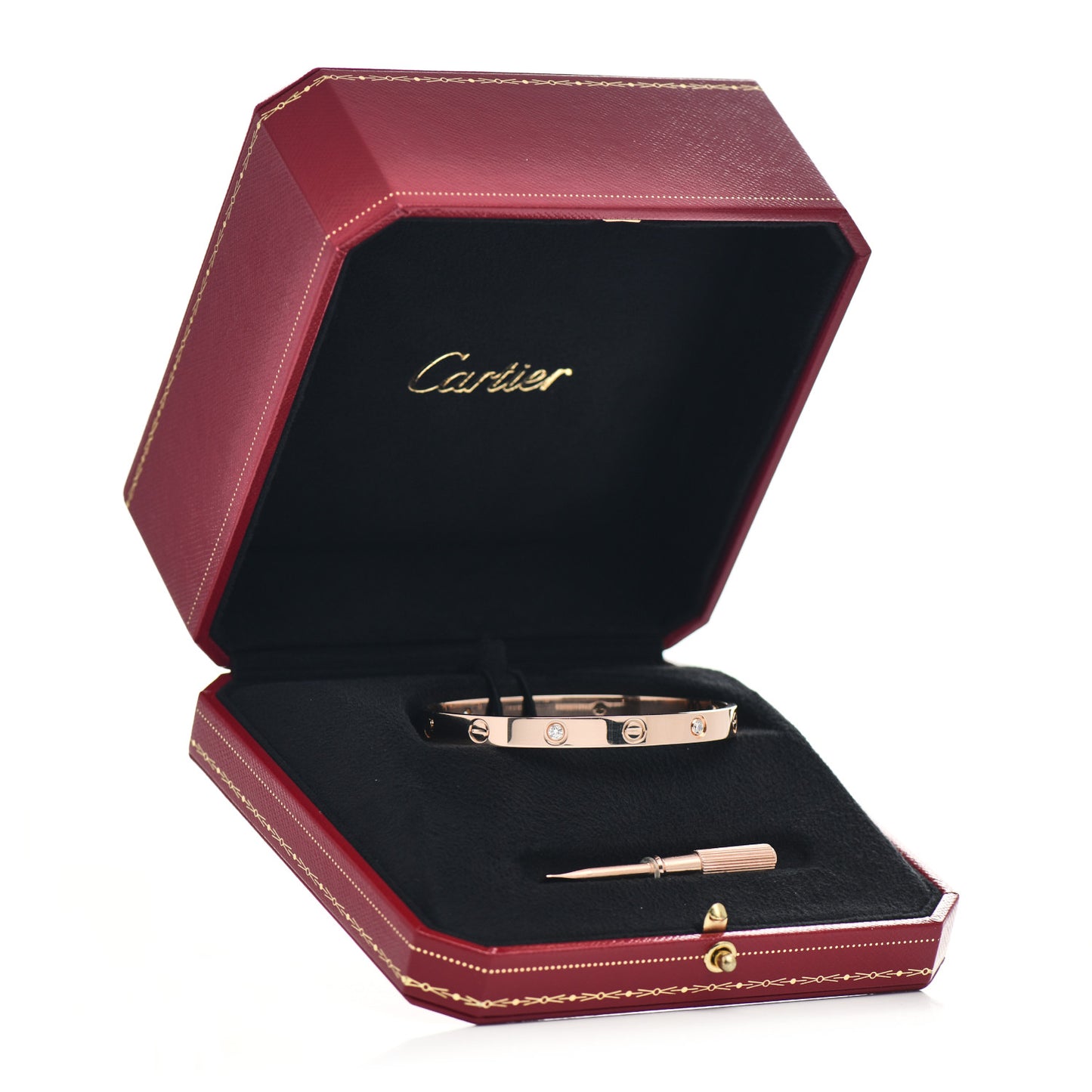 18K Pink Gold 4 Diamond LOVE Bracelet 18